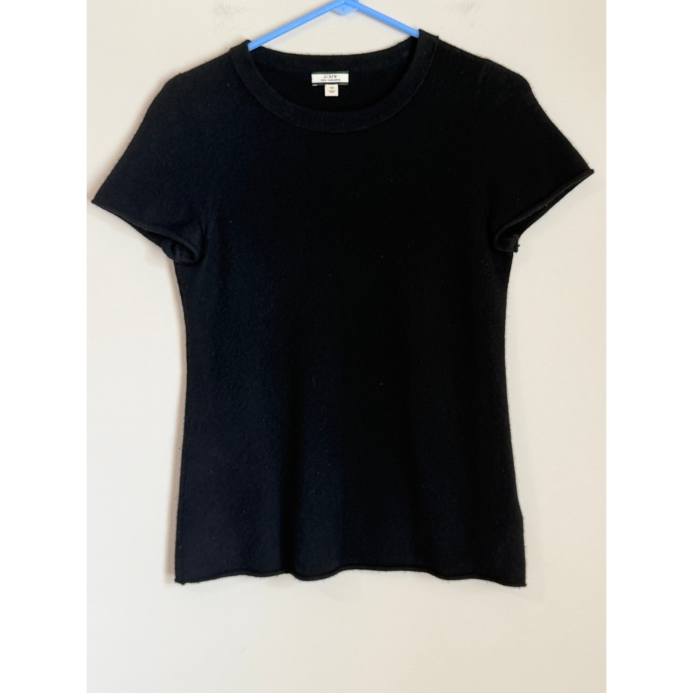J.Crew Cashmere Sweater Womens Medium Black Short Sleeve Crew Neck